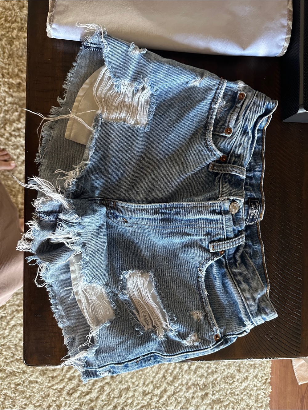 Abercrombie & Fitch Light Blue Ripped Denim Shorts